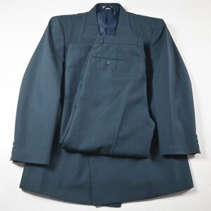 Vtg Mens Double Breasted 42S 34x28 Blue Striped Mens Jacket Pants Suit